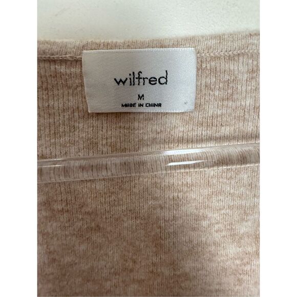 Aritzia Wilfred Greer Sweater Oatmeal Medium Cashmere Blend Y2K Cropped - Picture 2 of 5